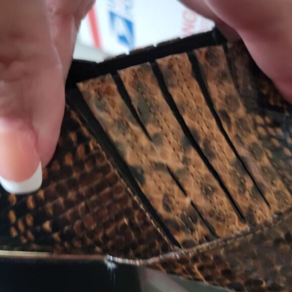 Bleecker & Bond snake print leather stacked heel ankle boot size 7M brown Lydia - Picture 8 of 8